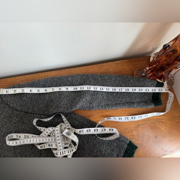 Ralph Lauren Vintage Wool Cardigan with Green trim, blue label, Small, hand knit - Picture 8 of 13